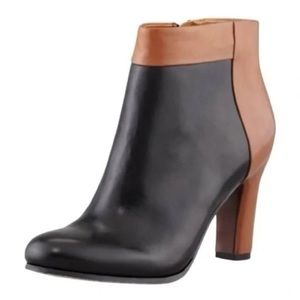 Sam Edelman Shay Leather Booties Size 8 Two Tone Black and Tan